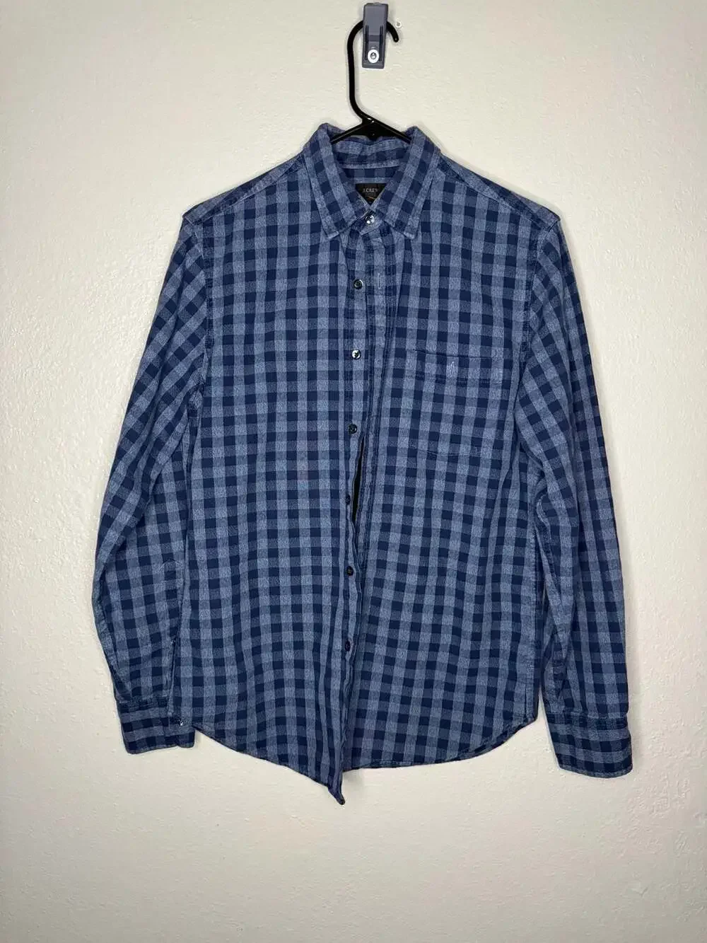J.Crew Blue Check Plaid Slim Fit Long Sleeve Jaspe Button-Down Shirt